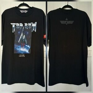 TOP GUN × Shoe Palace T-Shirt Short Sleeve Crew Neck Men's 2XL Black Cotton